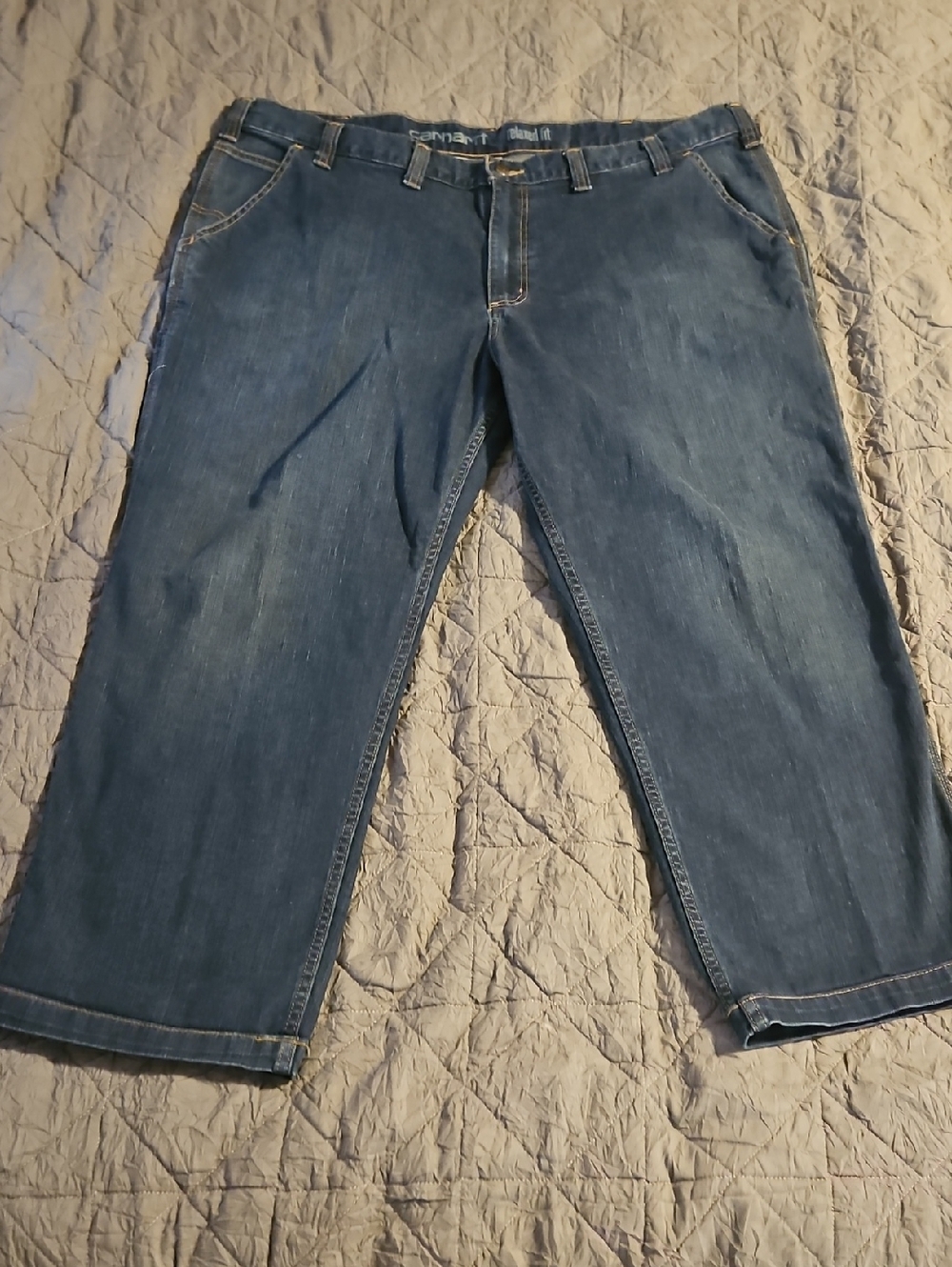 Mens CARHARTT Relaxed Fit Dark Blue Jeans. 46x32. Big & TALL.